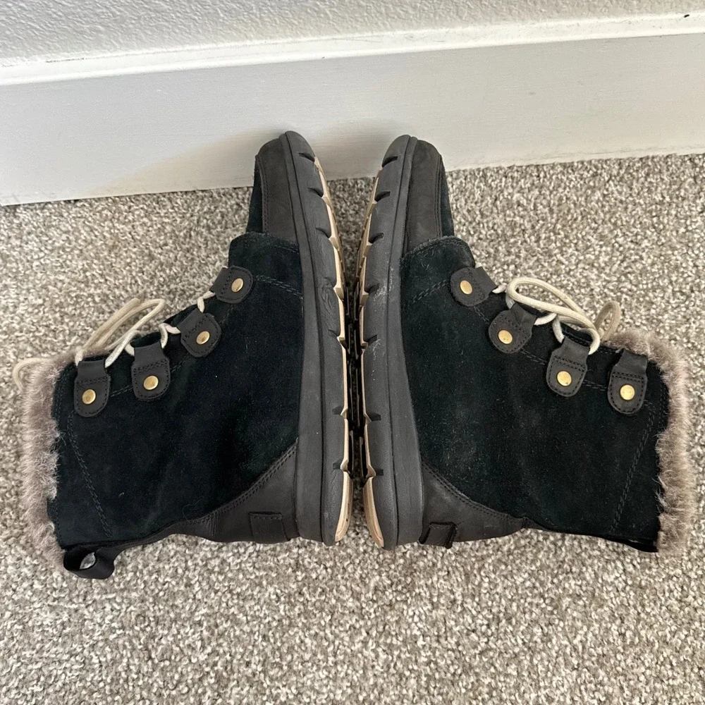 Sorel Womens 9.5 Explorer II Joan Faux Fur Lined Waterproof Suede Boots‎ Black